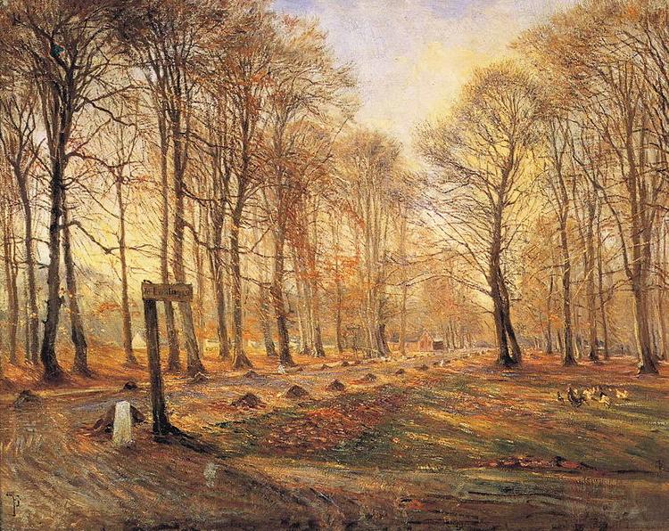 Theodor Esbern Philipsen A Late Autumn Day in Dyrehaven, Sunshine Norge oil painting art